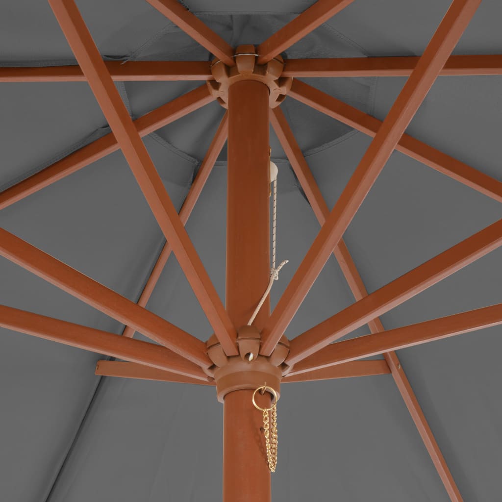 Garden Parasol With Wooden Pole 300 Cm Anthracite