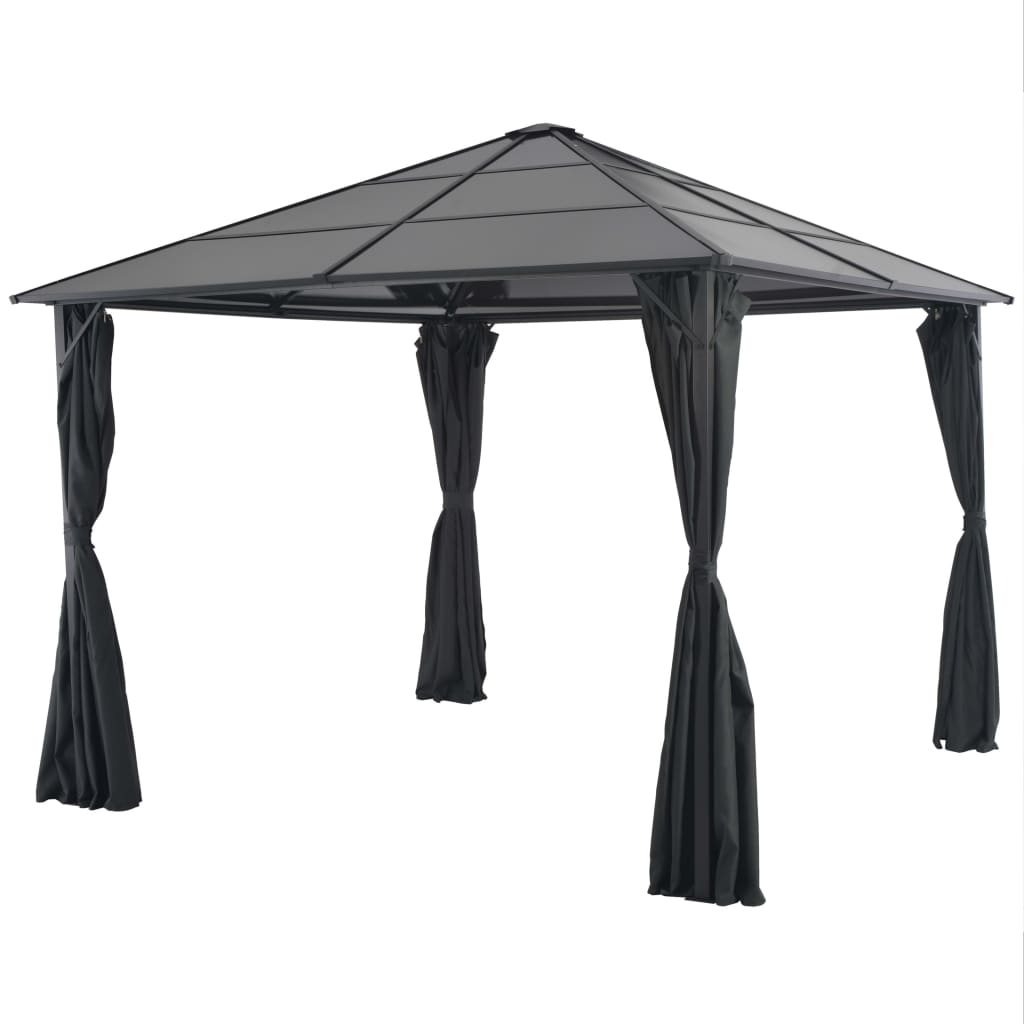 Gazebo With Curtain Aluminium 4X3X2.6 M Black