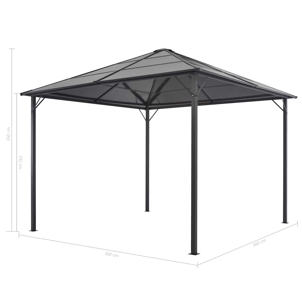 Gazebo Roof Aluminium 4X3X2.6 M Black 3 x 3 m 4 x 3 m 400 cm