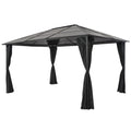 Gazebo With Curtain Aluminium 4X3X2.6 M Black