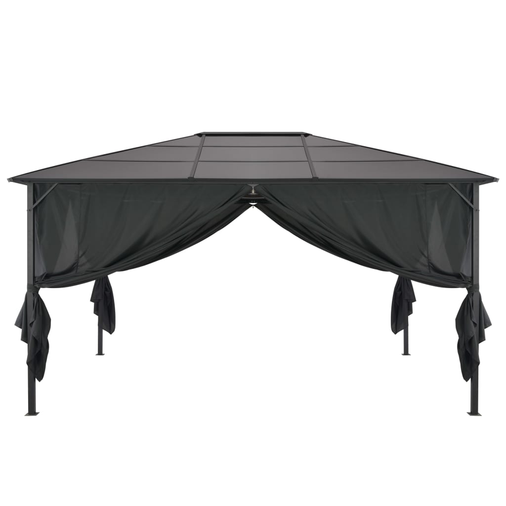 Gazebo With Curtain Aluminium 4X3X2.6 M Black