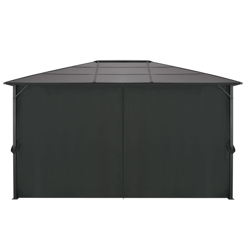 Gazebo With Curtain Aluminium 4X3X2.6 M Black