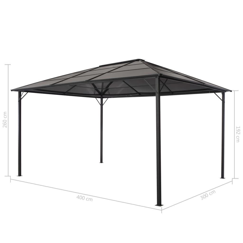 Gazebo With Roof Aluminium 4X3X2.6 M Black