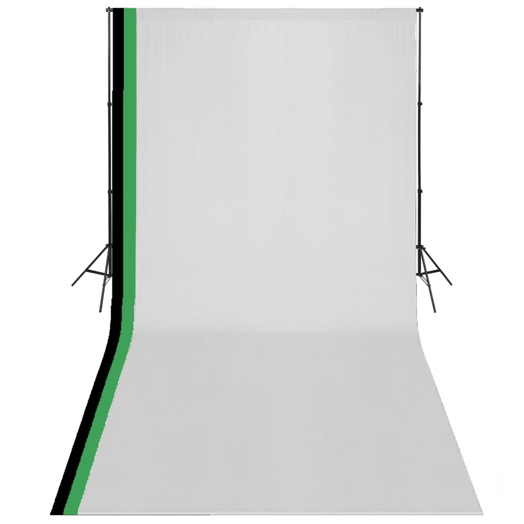 Photo Studio Kit With 3 Cotton Backdrops Adjustable Frame 3X6M