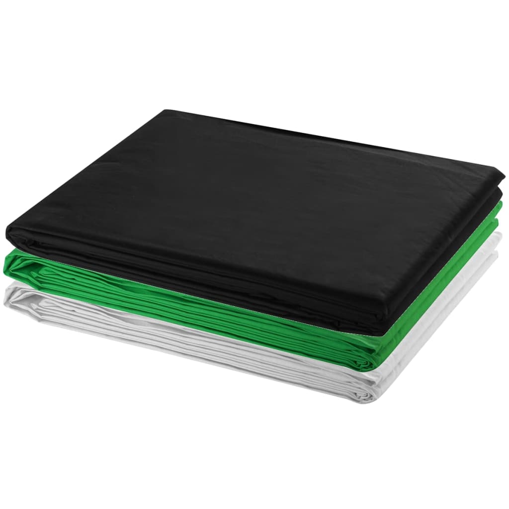 Photo Studio Kit With 3 Cotton Backdrops Adjustable Frame 3X6M