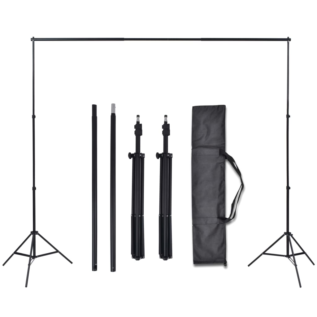 Photo Studio Kit With 3 Cotton Backdrops Adjustable Frame 3X6M