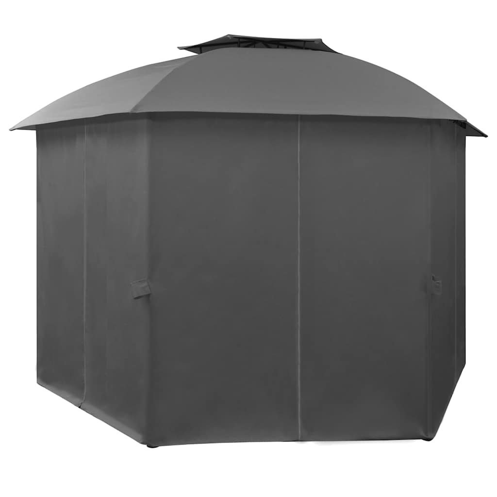 Gazebo Hexagonal Garden Marquee Curtains 360x265cm Party Pavilion Tent beige ant