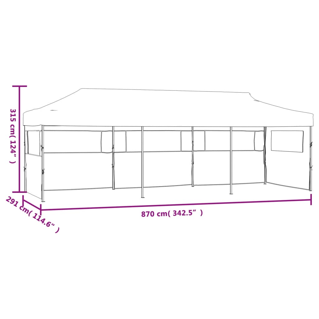 Folding Pop-Up Party Tent With 5 Sidewalls 3X9 M