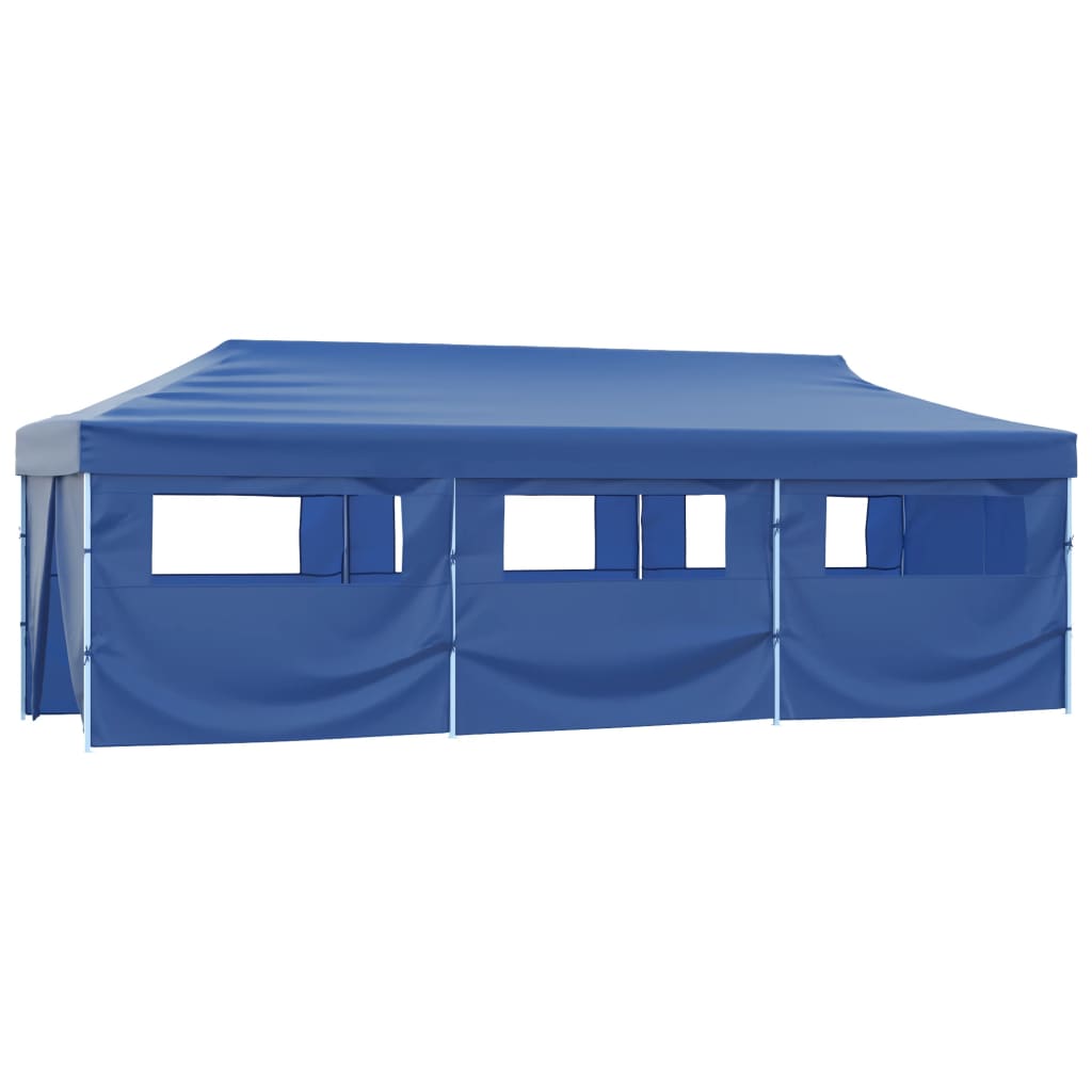 Gazebo 8.7x2.9m Folding Pop Up Party Tent Marquee 8 Sidewalls White cream blue 8