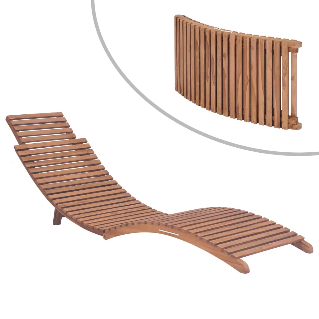 Sun Lounger Brown 198 X 55 X 58.5 Cm Solid Teak Wood