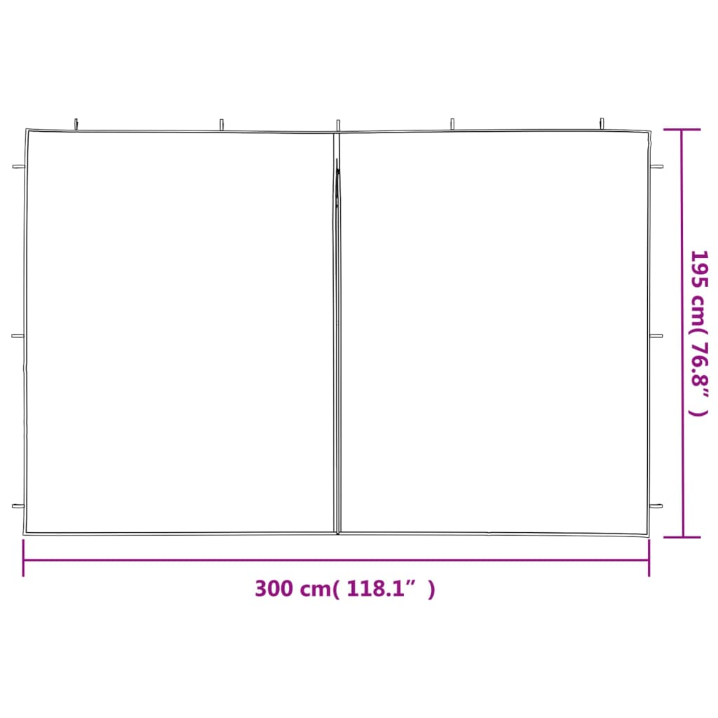 Party Tent Sidewall 2 Pcs With Zipper Pe