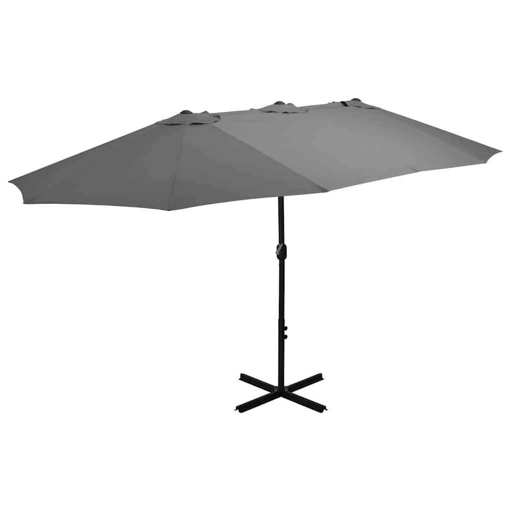 Garden Parasol Extra Large 460cm Black Patio Umbrella Aluminium sand anthracite