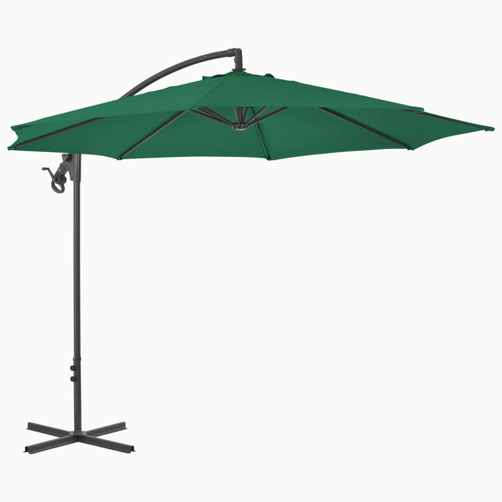 Cantilever Garden Parasol With Steel Pole 300 Cm Green
