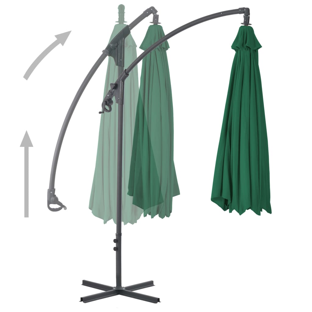 Cantilever Garden Parasol With Steel Pole 300 Cm Green
