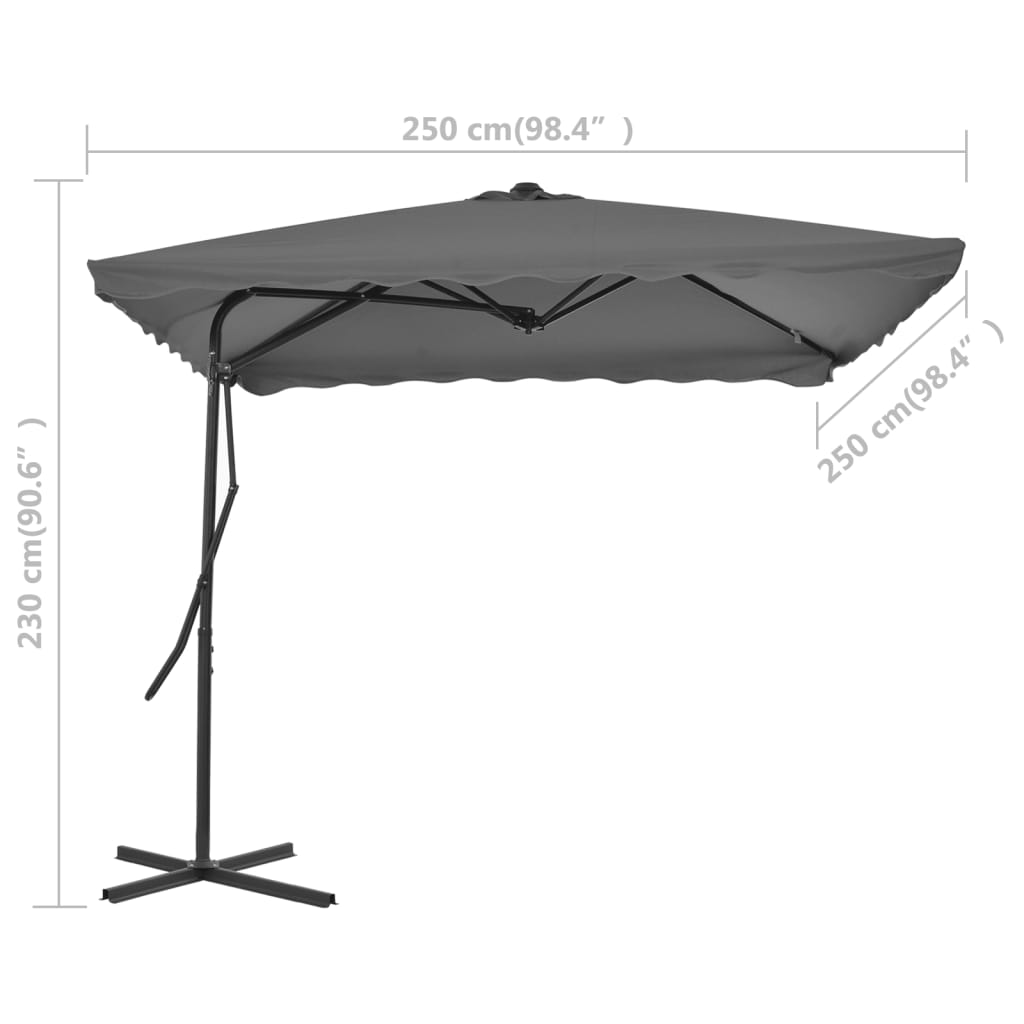 Garden Parasol With Steel Pole 250X250 Cm