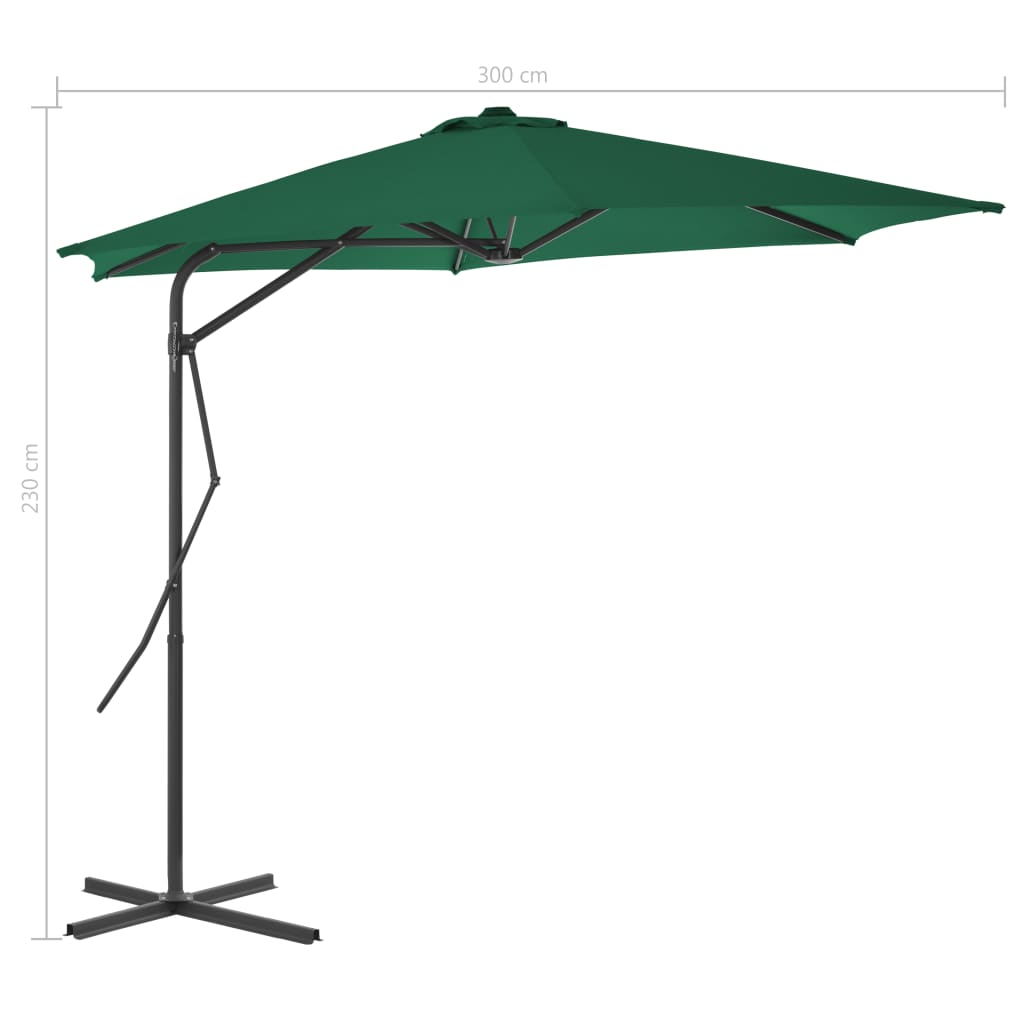 Garden Parasol With Steel Pole 300 Cm Green