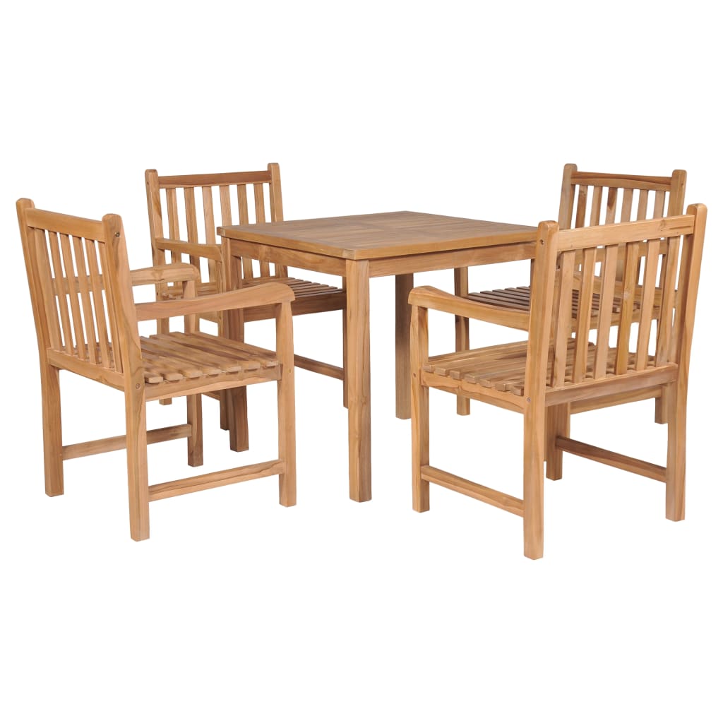 5 Piece Garden Dining Set Solid Wood Teak