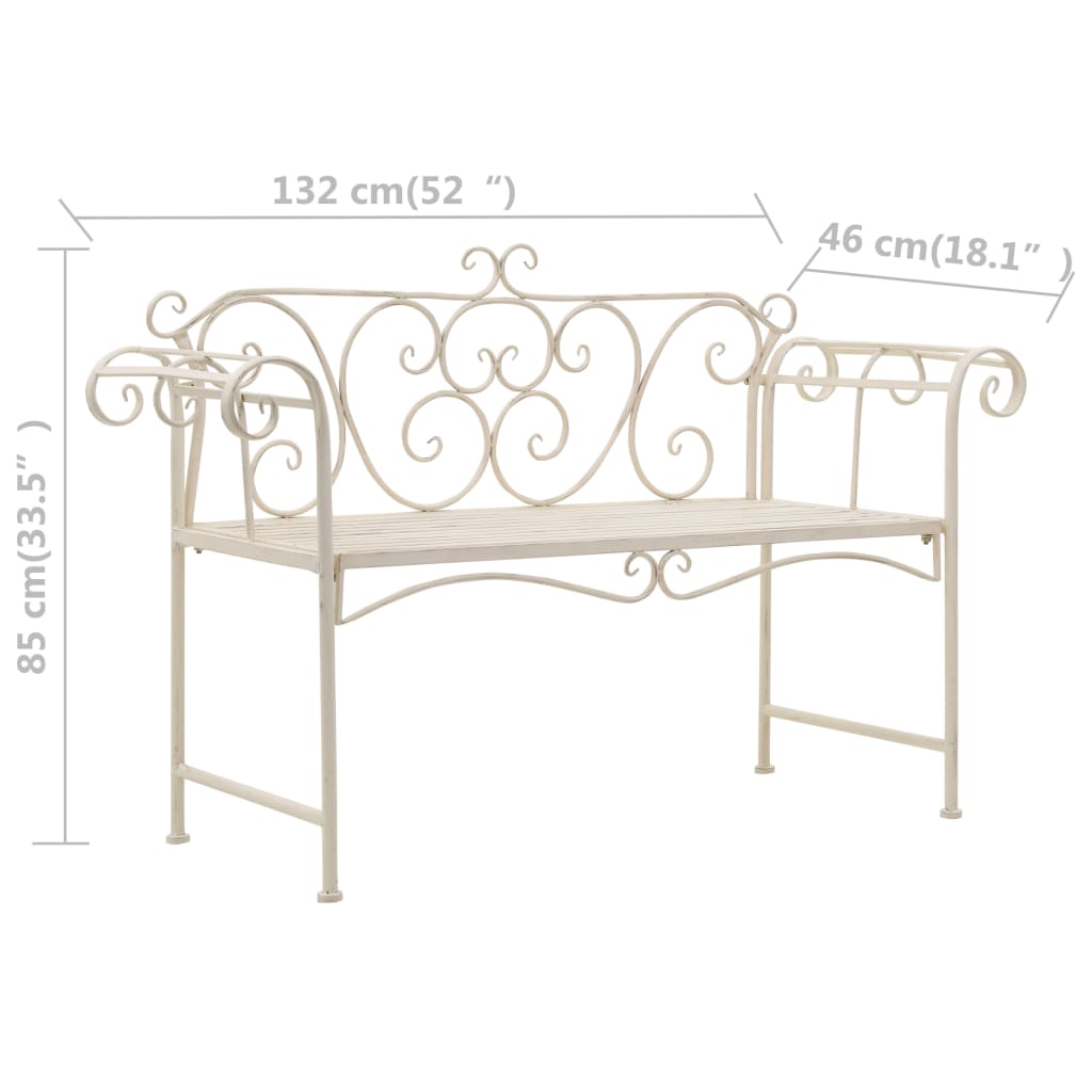 Garden Bench 132 Cm Metal Antique