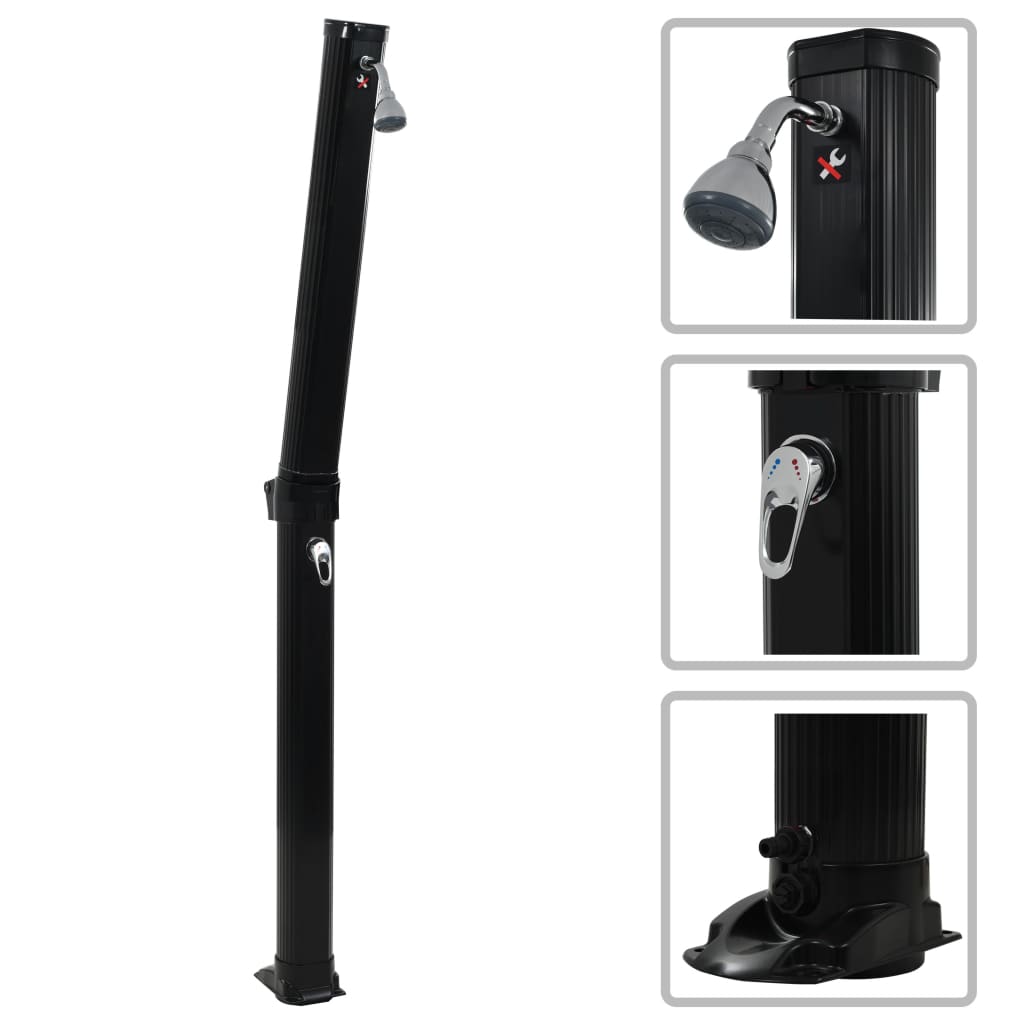 Pool & Spa Accessories Foldable Solar Shower Black 214 Cm 23 L UV-resistant PVC