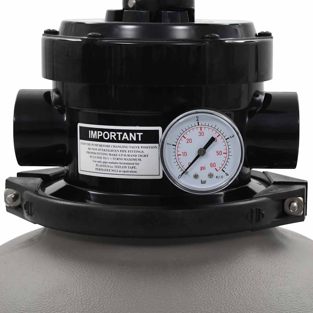 Pool Sand Filter With 4 Position Valve Grey 350 Mm