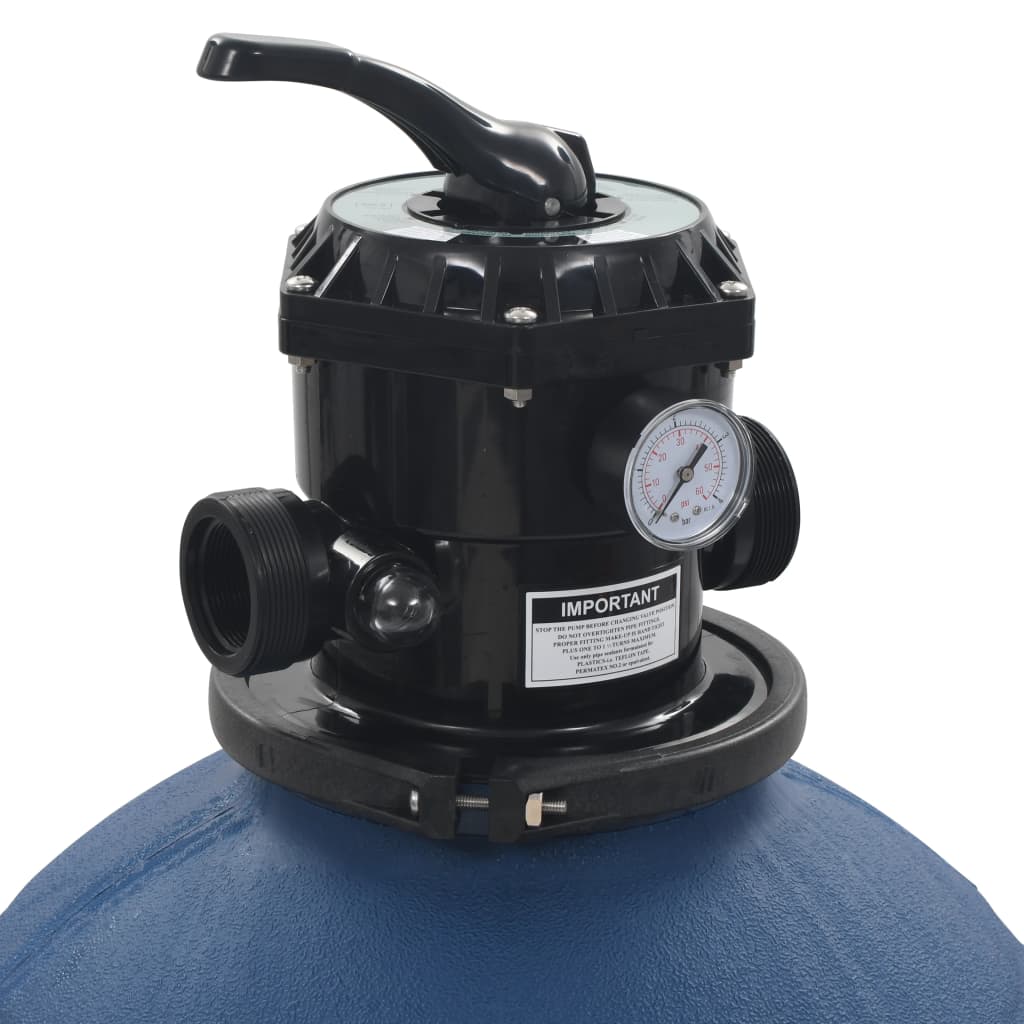 Pool Sand Filter With 6 Position Valve Blue