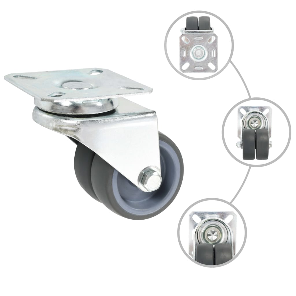 Twin-Wheel Swivel Casters 4 Pcs 50 Mm