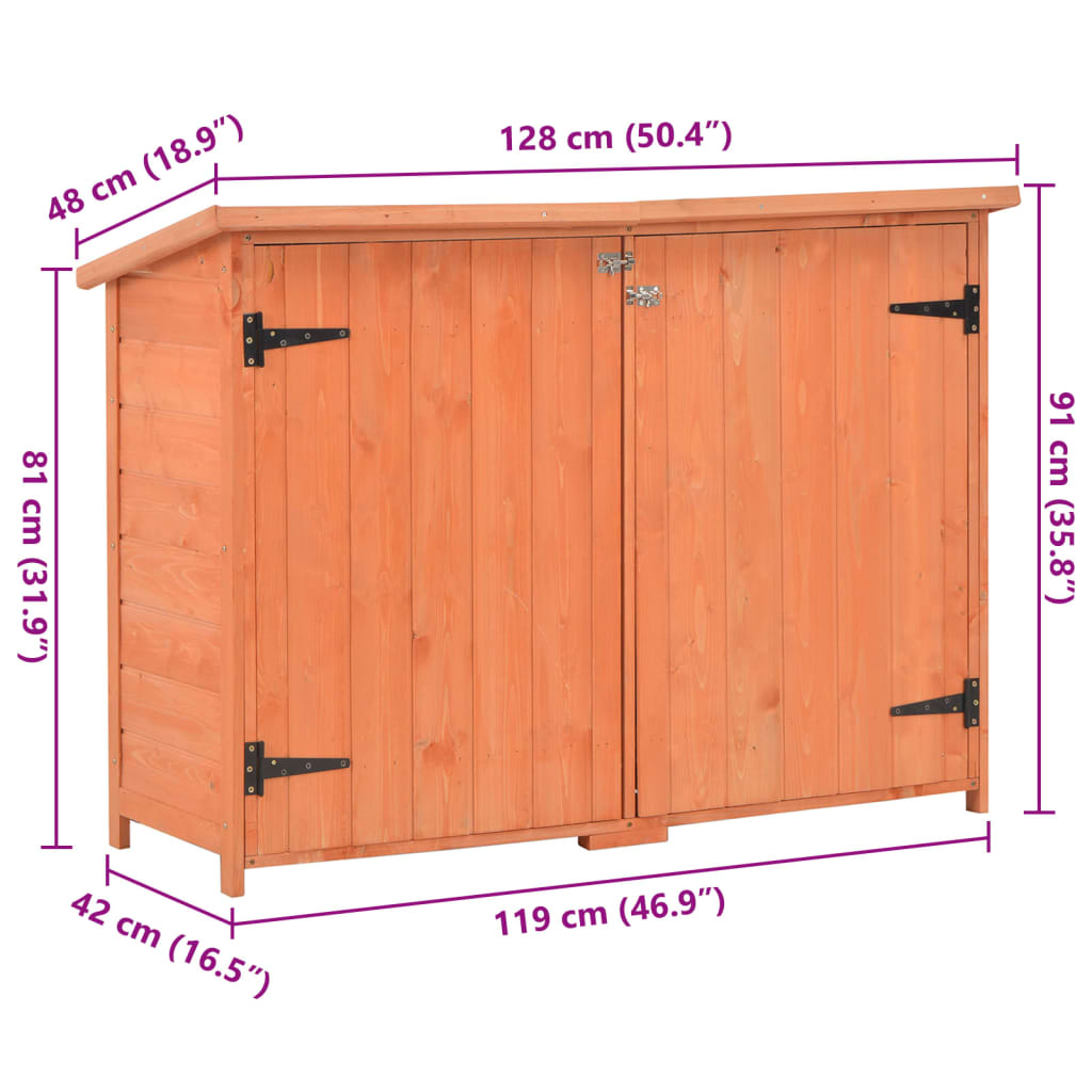 Garden Storage Shed 128X42X91 Cm Wood