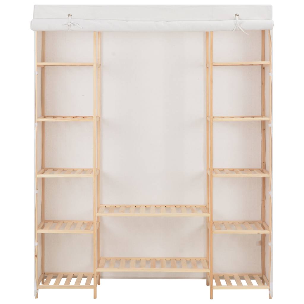 Wardrobe 135X40X170 Cm Fabric white grey Fabric and solid fir wood frame 135 cm