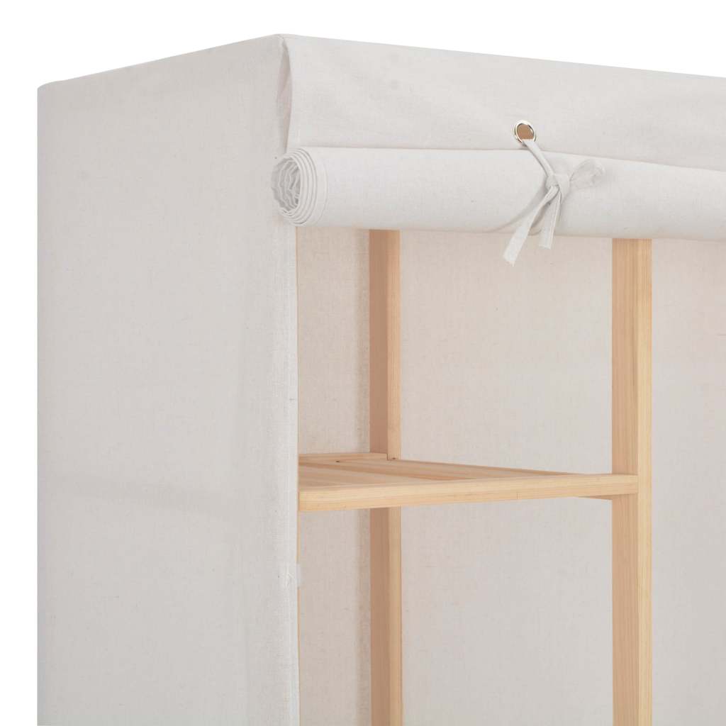 Wardrobe 135X40X170 Cm Fabric white grey Fabric and solid fir wood frame 135 cm