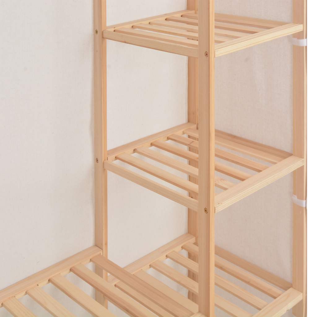 Wardrobe 135X40X170 Cm Fabric white grey Fabric and solid fir wood frame 135 cm