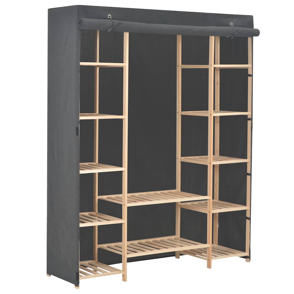Wardrobe 135X40X170 Cm Fabric white grey Fabric and solid fir wood frame 135 cm