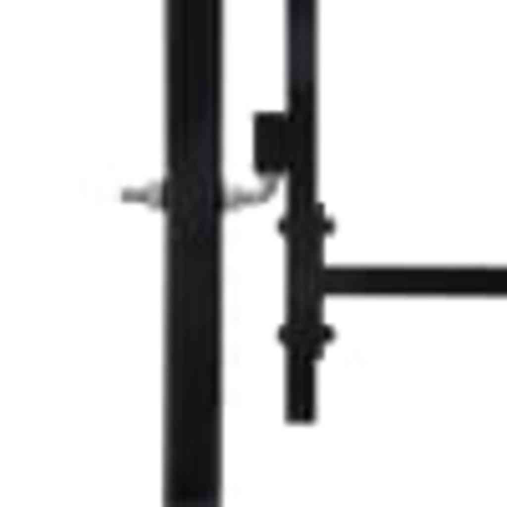 Garden Gate Black Double 300Cm Steel Spear Top Driveway Fence Lockable Grey LED