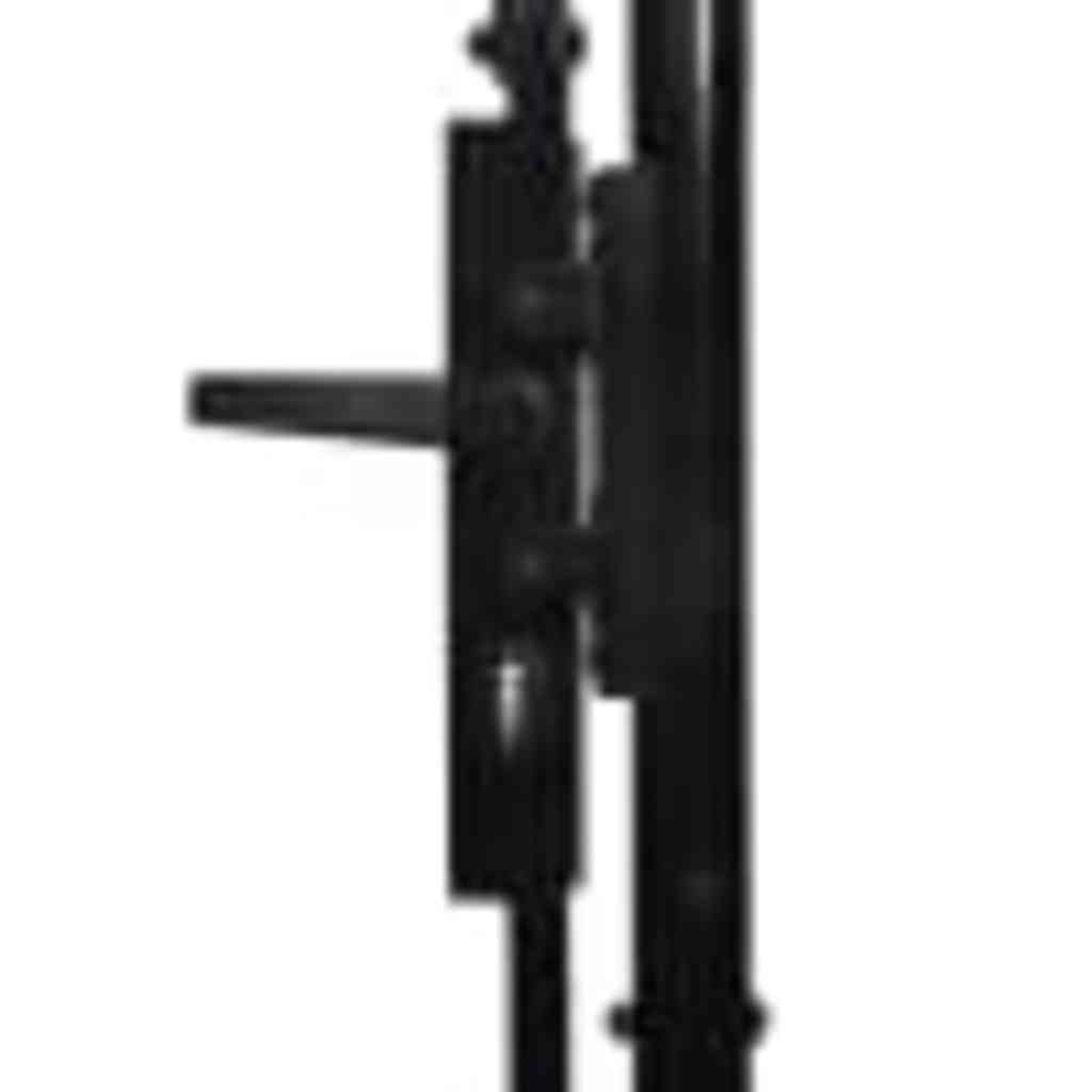Garden Gate Black Double 300Cm Steel Spear Top Driveway Fence Lockable Grey LED