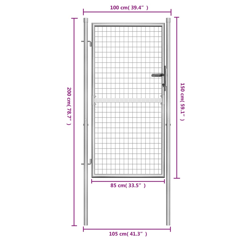 Garden Gate Galvanised Steel Silver