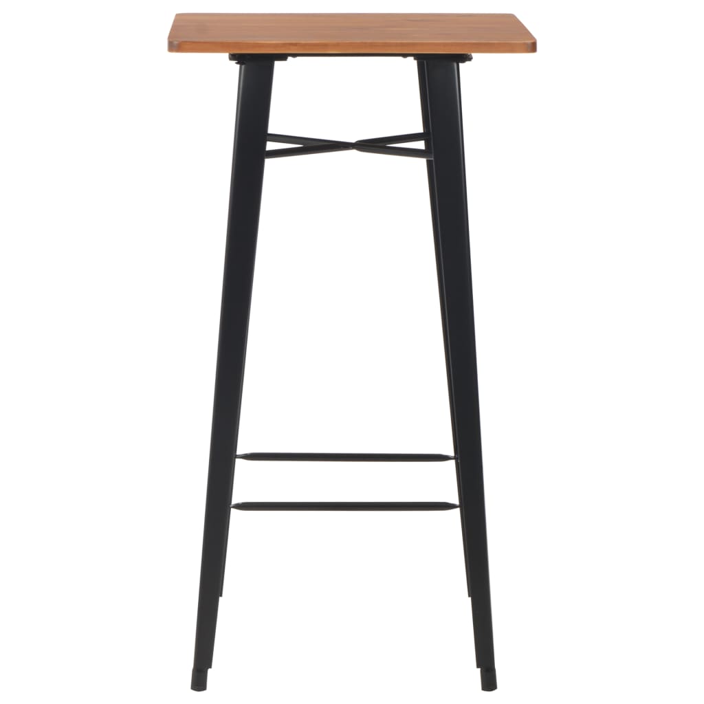 Bar Table Black 60X60X108 Cm Solid Pine Wood Steel