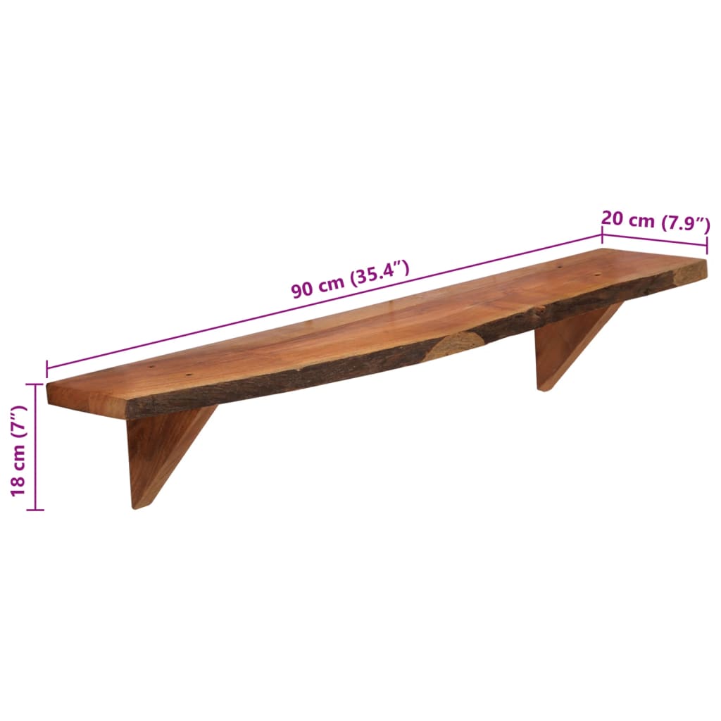 Wall Shelves 2 Pcs Solid Acacia Wood