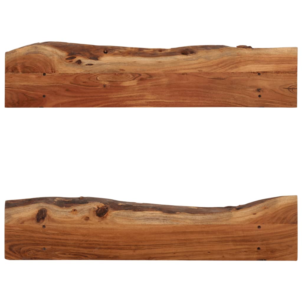 Wall Shelves 2 Pcs Solid Acacia Wood