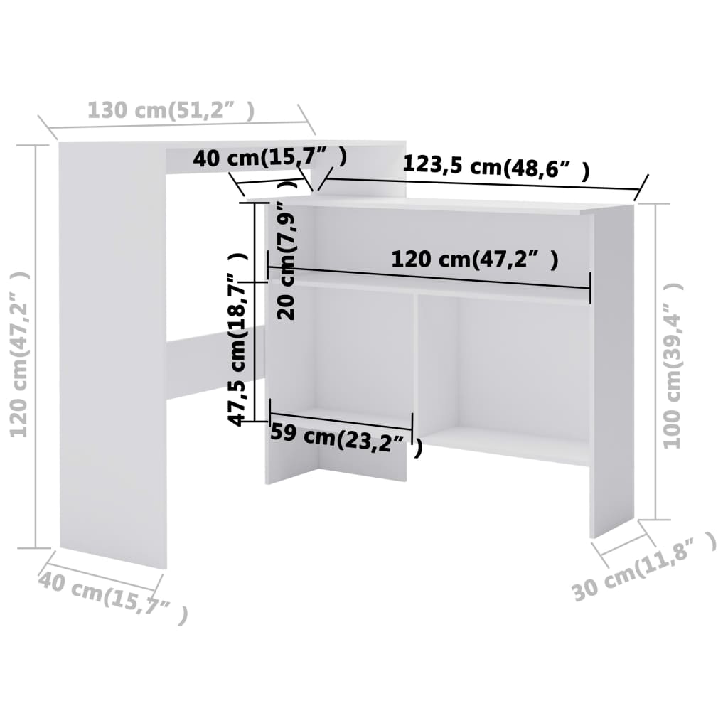 Bar Table With 2 Table Tops 130X40X120 Cm
