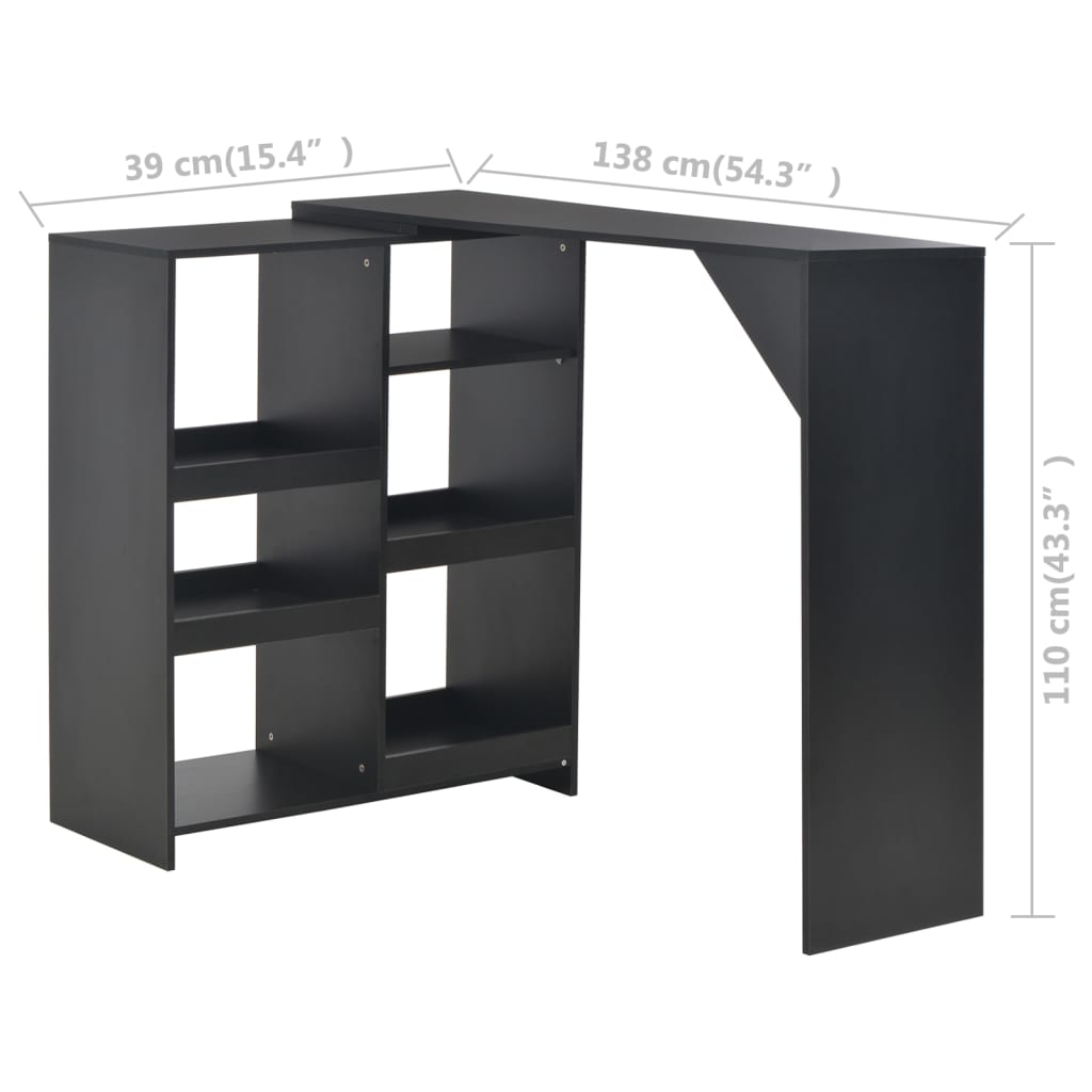 Bar Table With Moveable Shelf 138X39X110 Cm