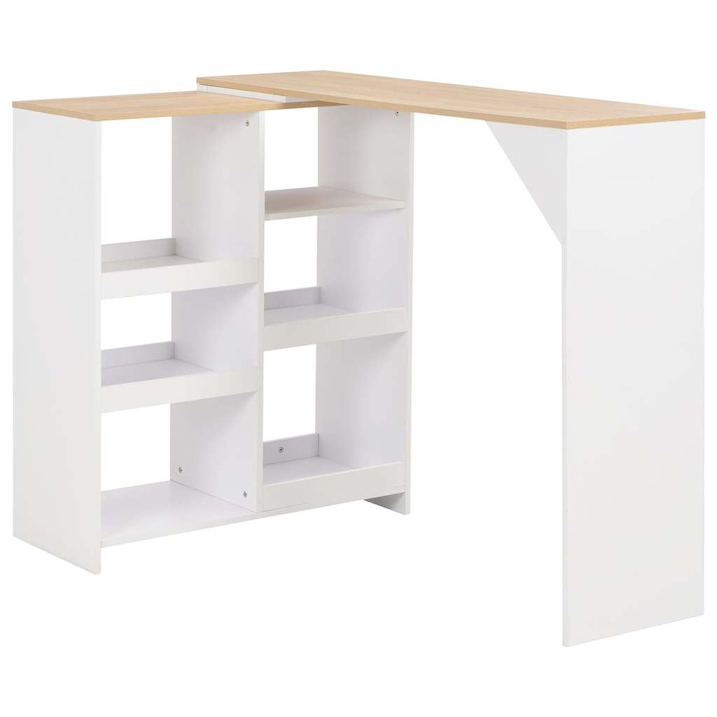 Dining Table Bar Moveable Shelf 138X39X110 Cm Black White Grey Oak 138 Cm White