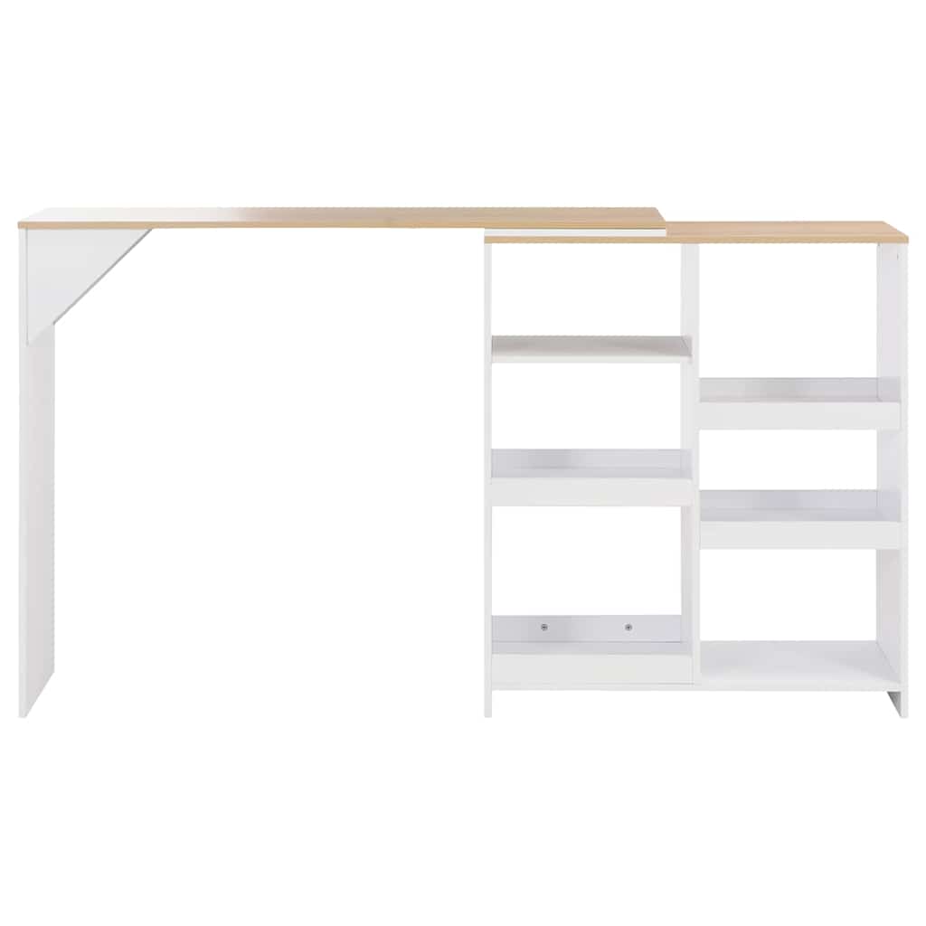 Dining Table Bar Moveable Shelf 138X39X110 Cm Black White Grey Oak 138 Cm White