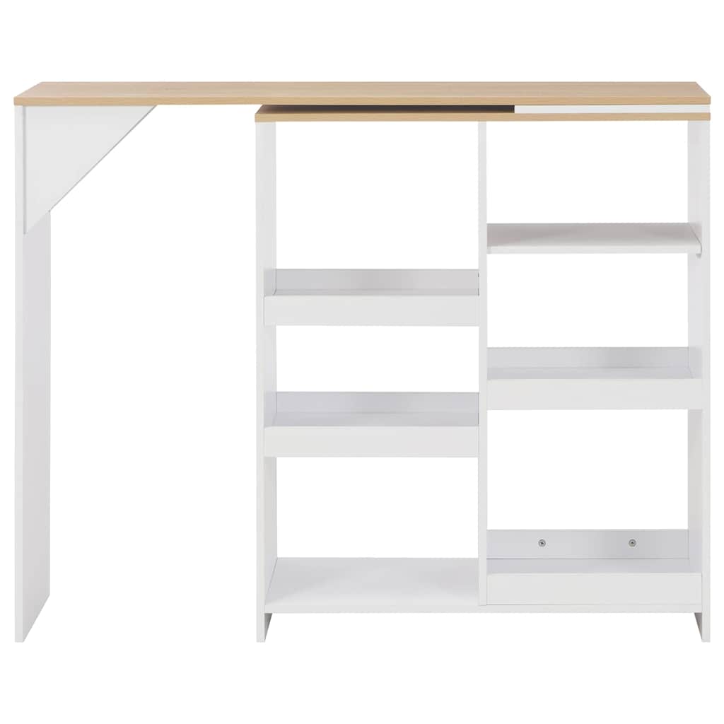 Dining Table Bar Moveable Shelf 138X39X110 Cm Black White Grey Oak 138 Cm White
