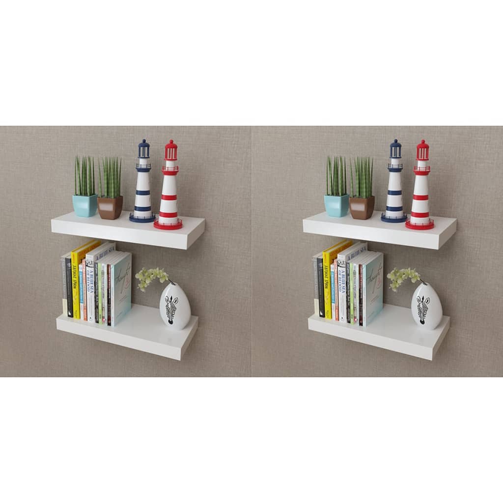 2 Mdf Floating Wall Display Shelves Book/Dvd Storage