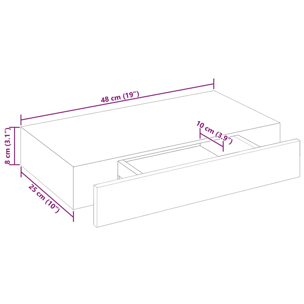 Floating Wall Shelves With Drawers 2 Pcs