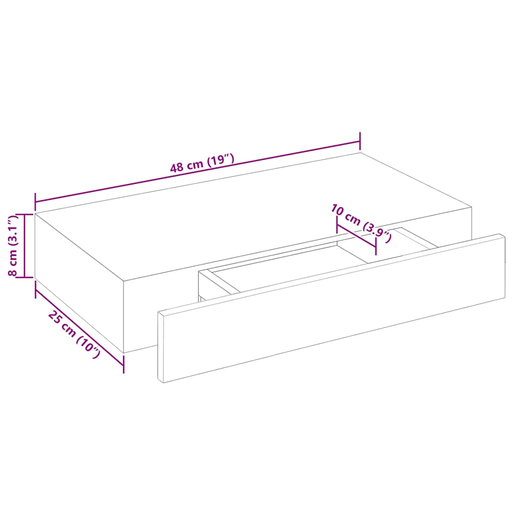 Floating Wall Shelves With Drawers 2 Pcs