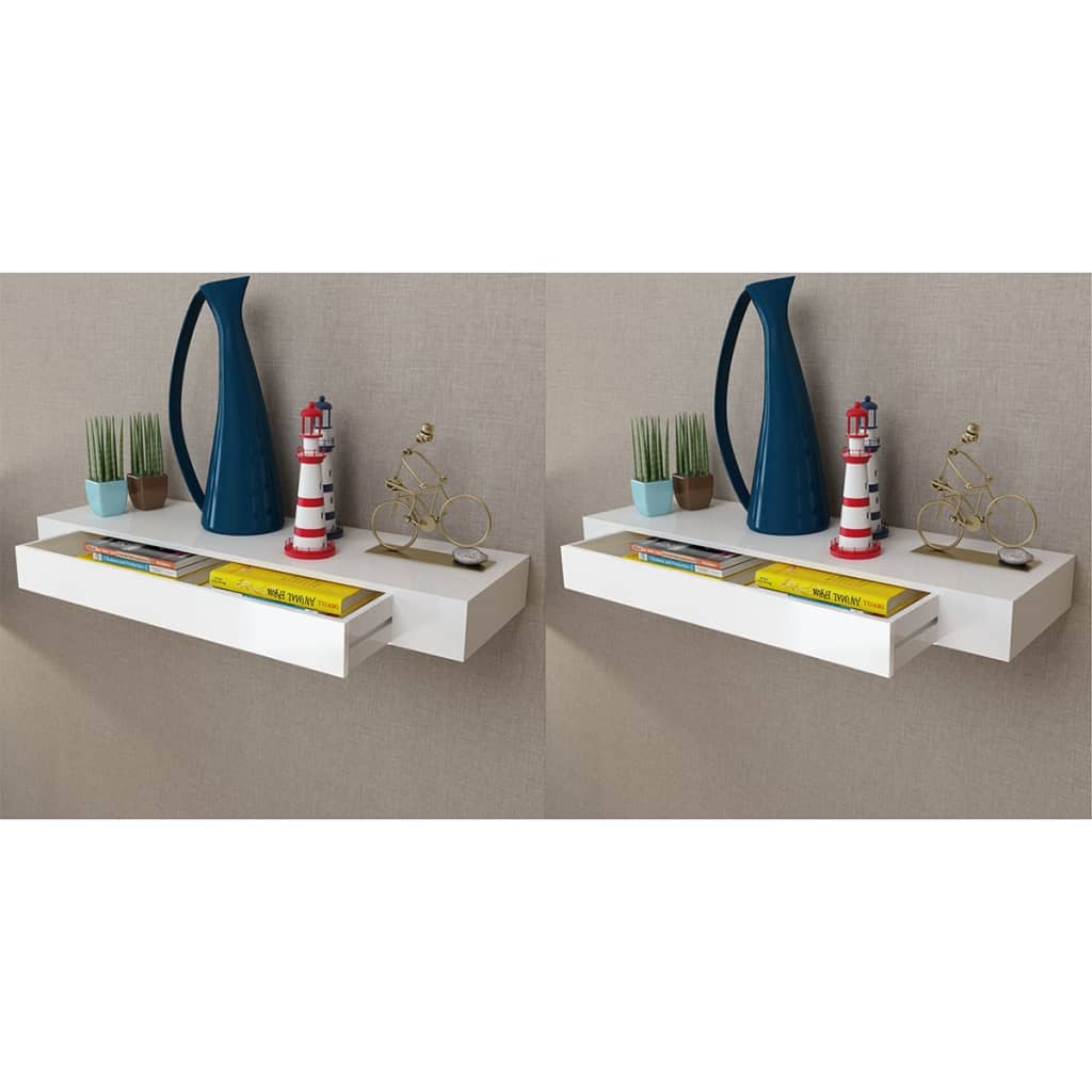 Floating Wall Shelves With Drawers 2 Pcs