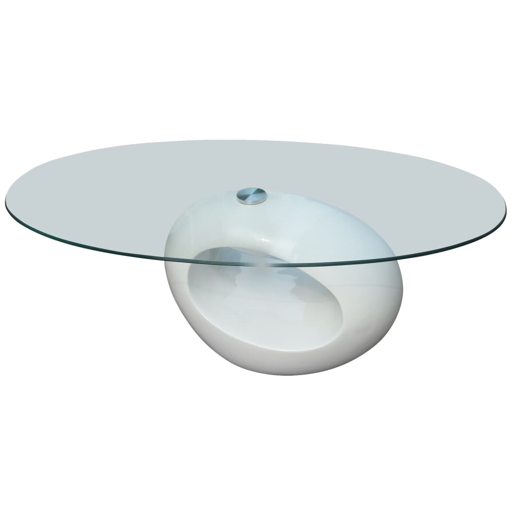 Coffee Table With Oval Glass Top High Gloss