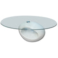 Coffee Table With Oval Glass Top High Gloss