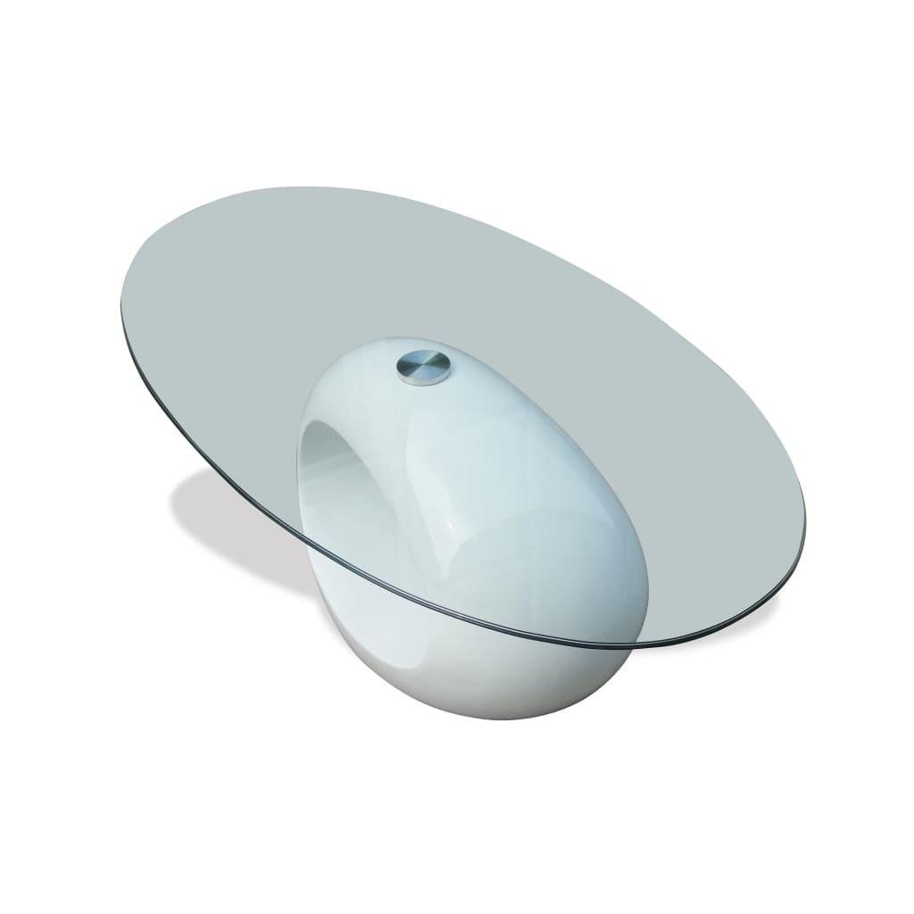 Coffee Table With Oval Glass Top High Gloss