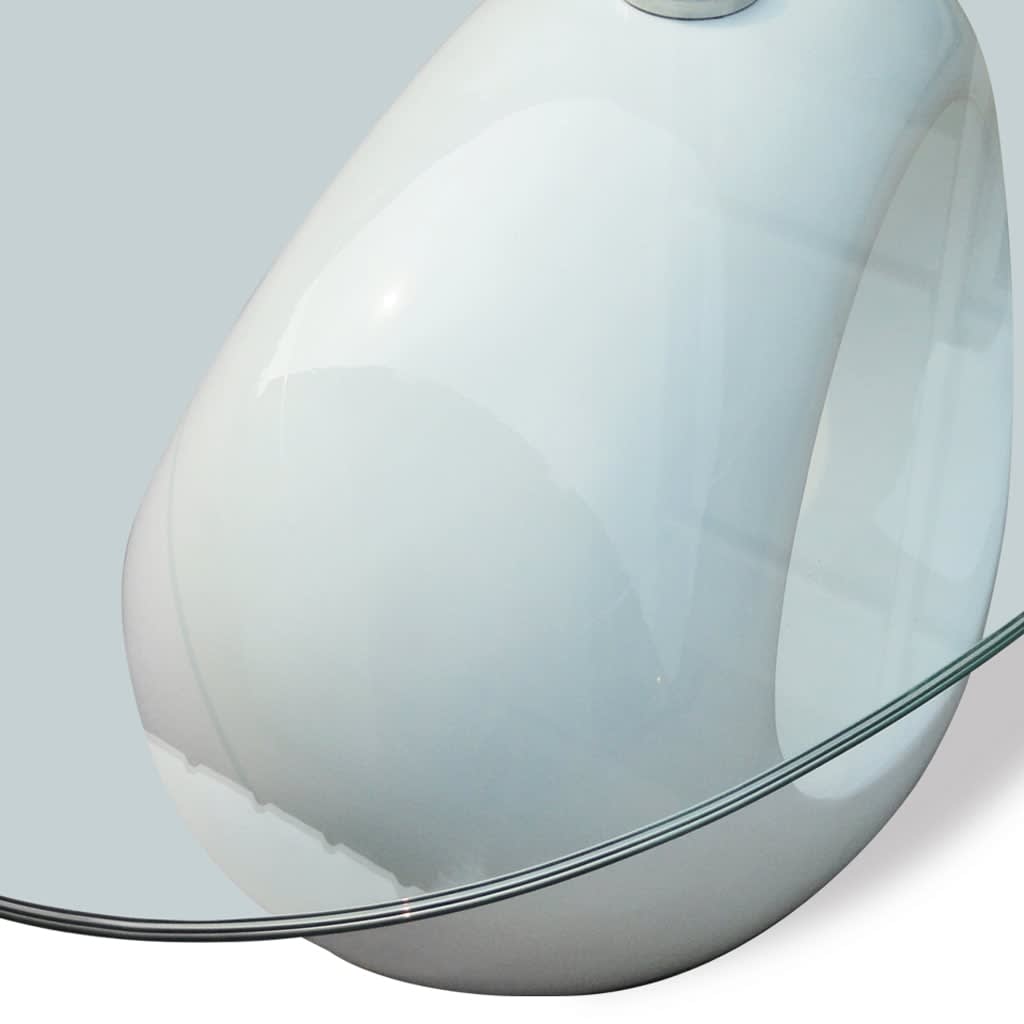 Coffee Table With Oval Glass Top High Gloss